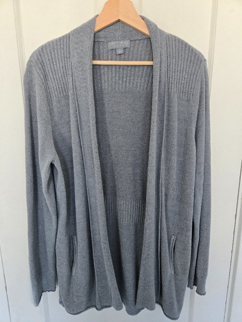 Barefoot Dreams Women's Cozychic Ultra Lite Cardi Size L Blue Open Cardigan Robe